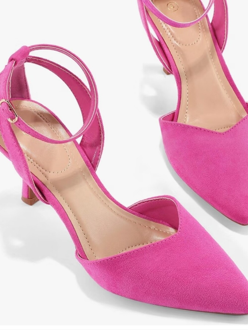 Women’s Dressy Pink Ankle Strap Closed Toe Kitten Heel Dress Pump Shoes Sz 6 1/2